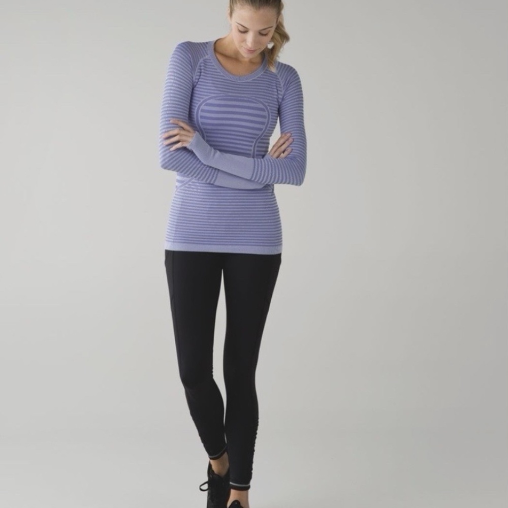 LULULEMON SWIFTLY TECH LONG SLEEVE WORKOUT TOP PERIWINKLE BLUE  10 EUC